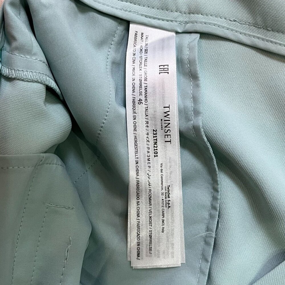 NWT Twinset Women's Straight-Leg High Waist Pants Blue Size 46 W33 - Picture 9 of 10